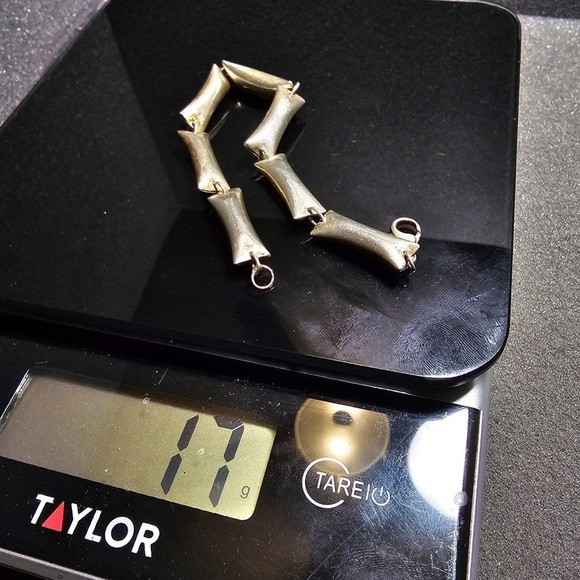 Sterling Silver 925 Puffed Hollow Bar Link Bracelet 8 Inch Long Weighs 17 Grams - Picture 7 of 7